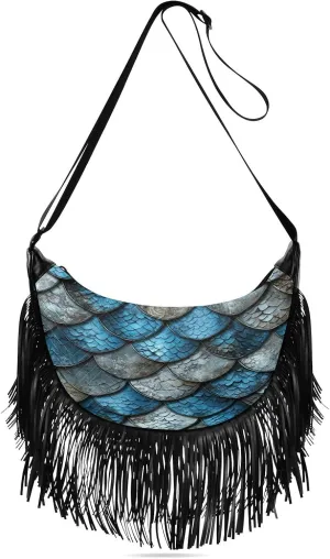 xigua Blue Scales Crossbody Bags for Women, Crossbody Purse Shoulder Purse and Handbags with Adjustable Strap80
