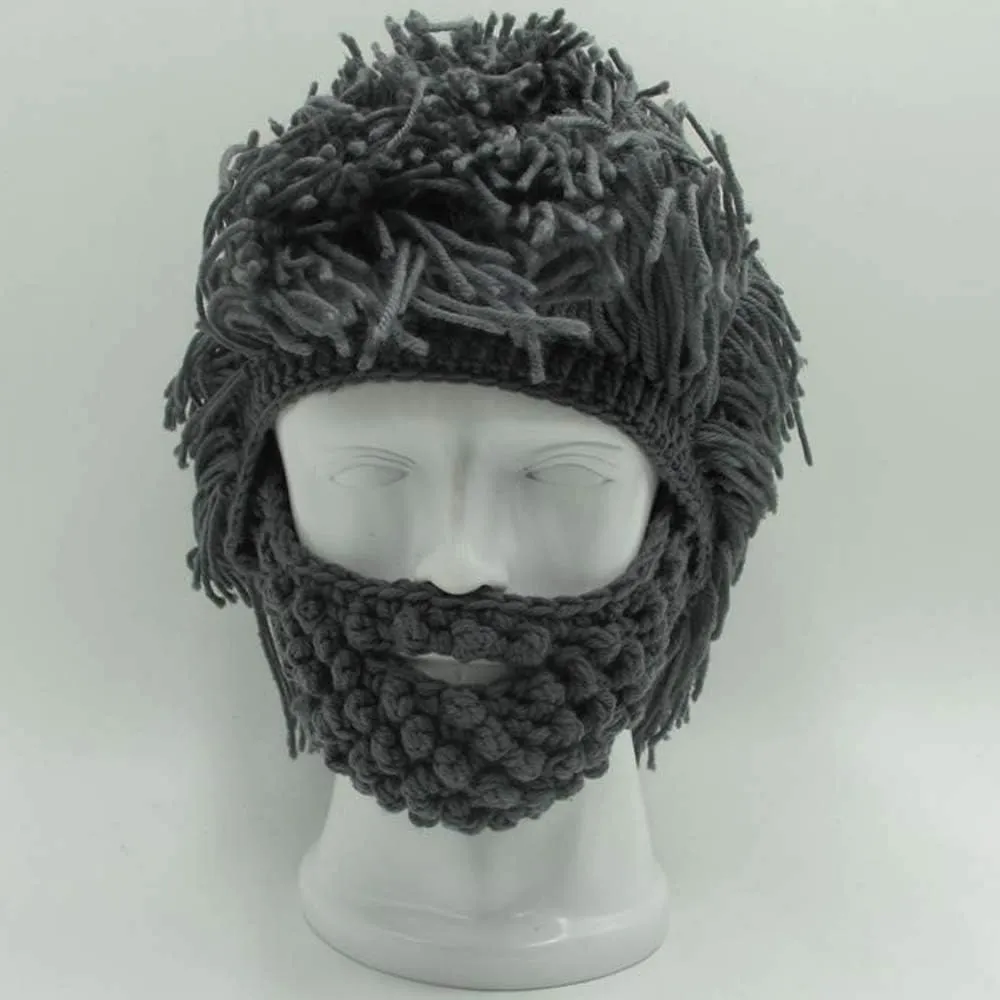 YEKEYI Wig Beard Hats Handmade Knit Warm Winter Caps Ski Funny Mask Beanie for Men Women YEKEYI
