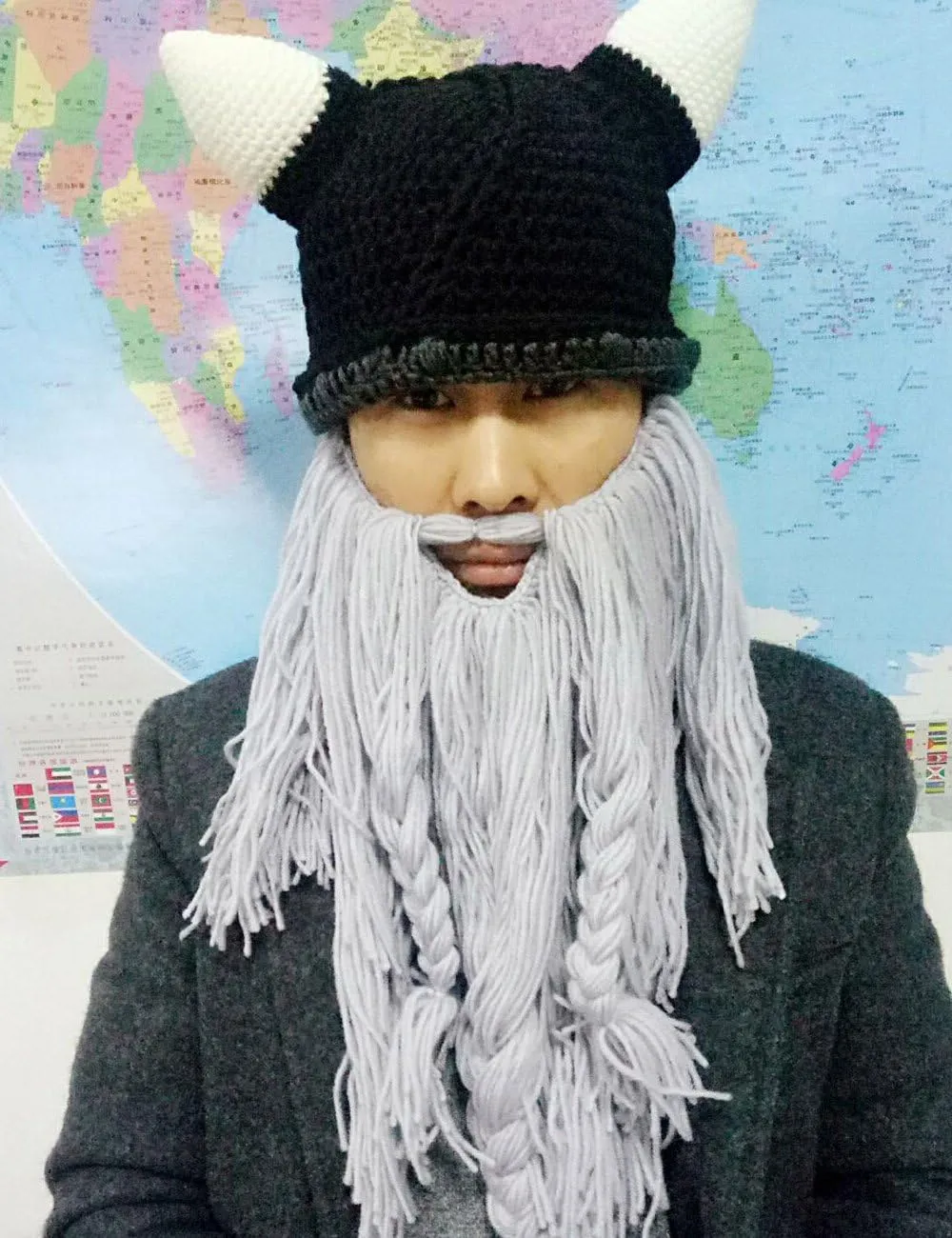 YEKEYI Wig Beard Hats Handmade Knit Warm Winter Caps Ski Funny Mask Beanie for Men Women YEKEYI