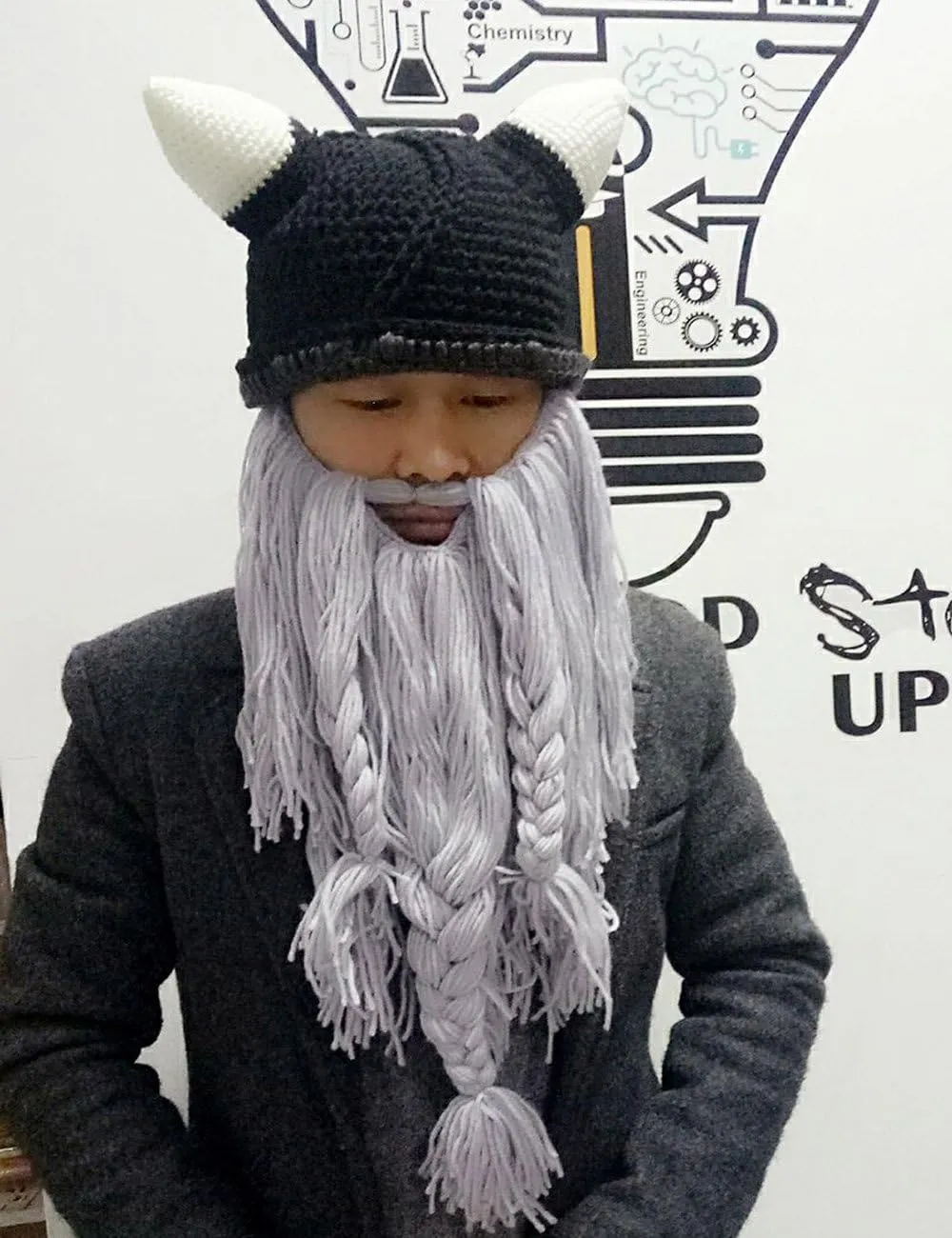 YEKEYI Wig Beard Hats Handmade Knit Warm Winter Caps Ski Funny Mask Beanie for Men Women YEKEYI