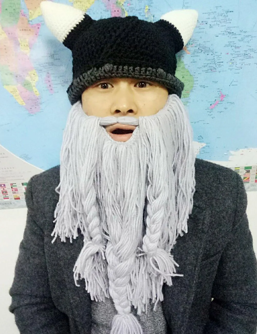 YEKEYI Wig Beard Hats Handmade Knit Warm Winter Caps Ski Funny Mask Beanie for Men Women YEKEYI