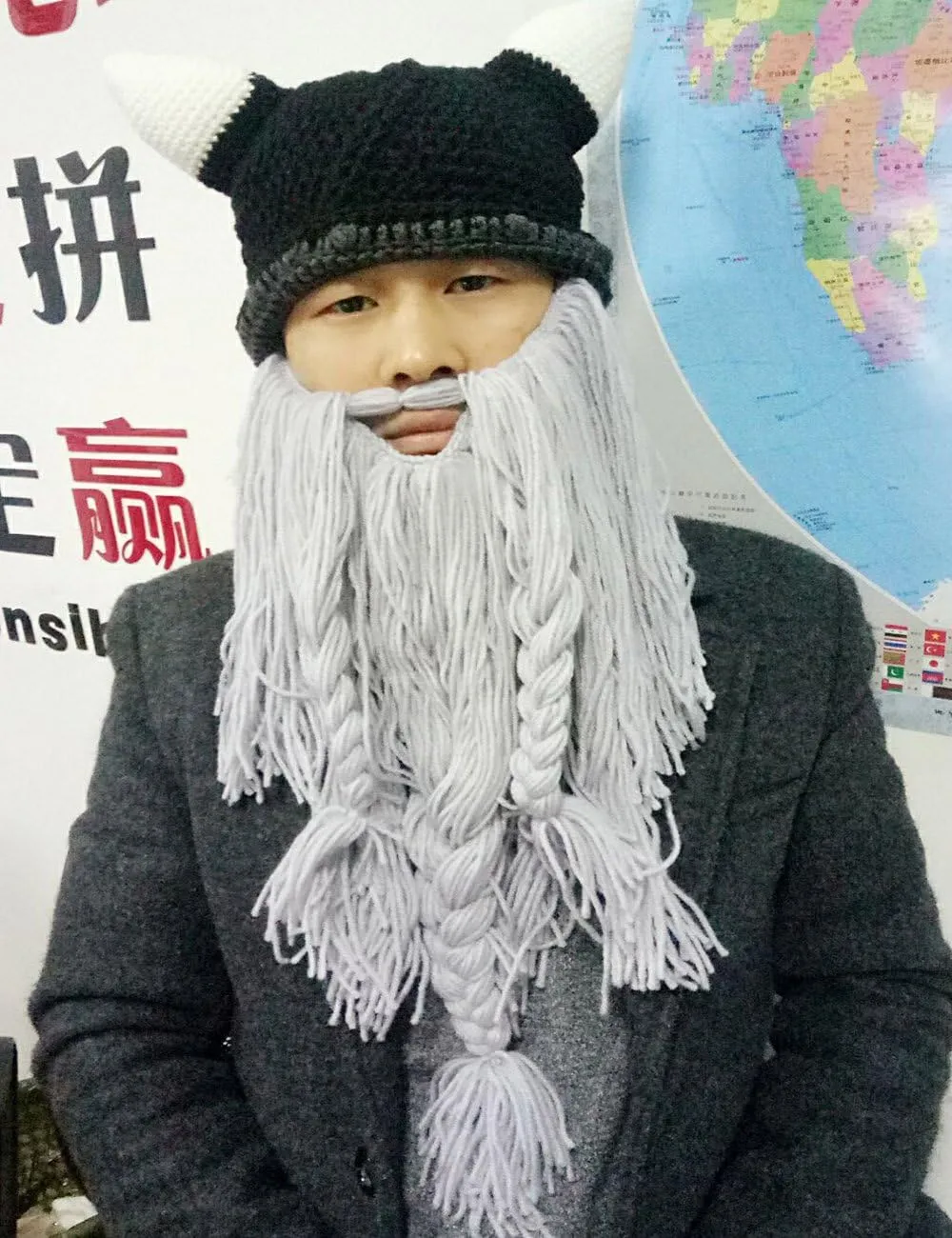 YEKEYI Wig Beard Hats Handmade Knit Warm Winter Caps Ski Funny Mask Beanie for Men Women YEKEYI