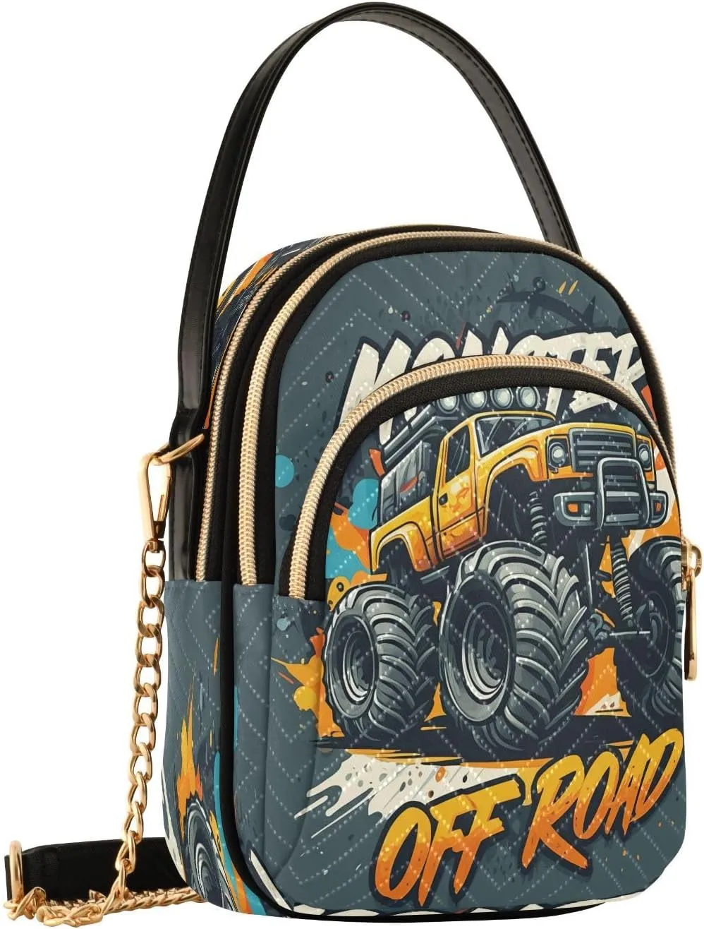 Yellow Monster Truck Slate Crossbody Bags for Women Small Sling Cross Body Bag Fanny Pack Phone Purse with Strap
