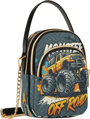 Yellow Monster Truck Slate Crossbody Bags for Women Small Sling Cross Body Bag Fanny Pack Phone Purse with Strap