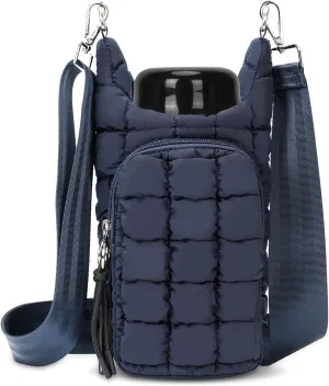YFGBCX Water Bottle Holder with Strap Water Bottle Carrier Bag with Phone Pocket Quilted Puffer Water Bottle Sling Bag Crossbody Water Bottle Accessories