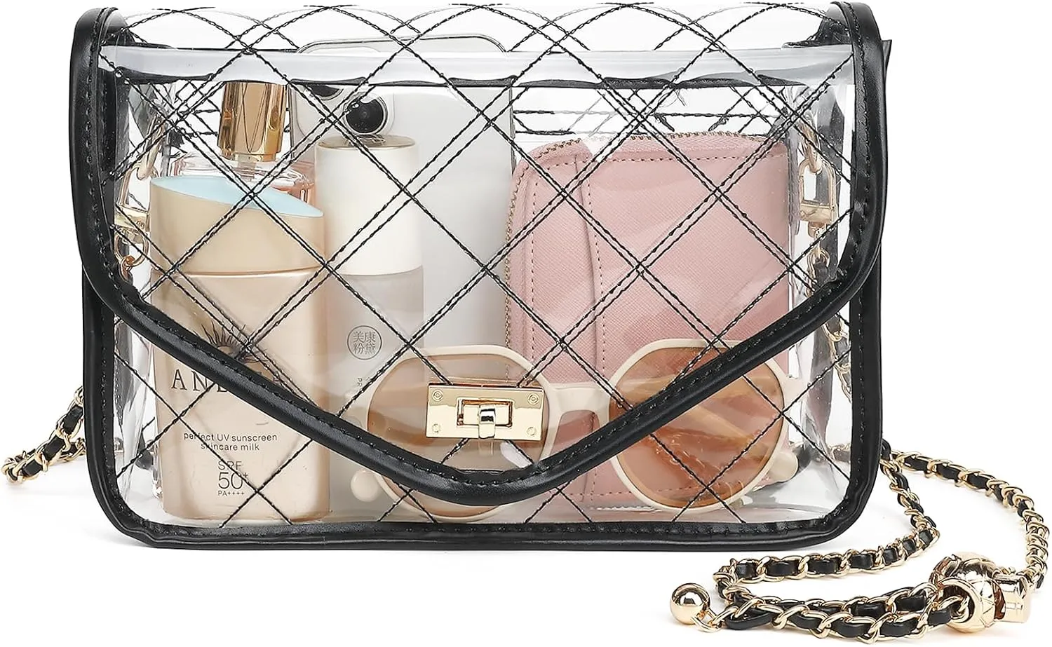 YGR Clear Bag for Stadium Events Clear Purse for Women Quilted PVC Clear Crossbody Bag Stadium Approved for Concerts