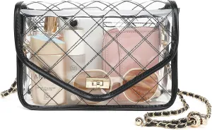 YGR Clear Bag for Stadium Events Clear Purse for Women Quilted PVC Clear Crossbody Bag Stadium Approved for Concerts