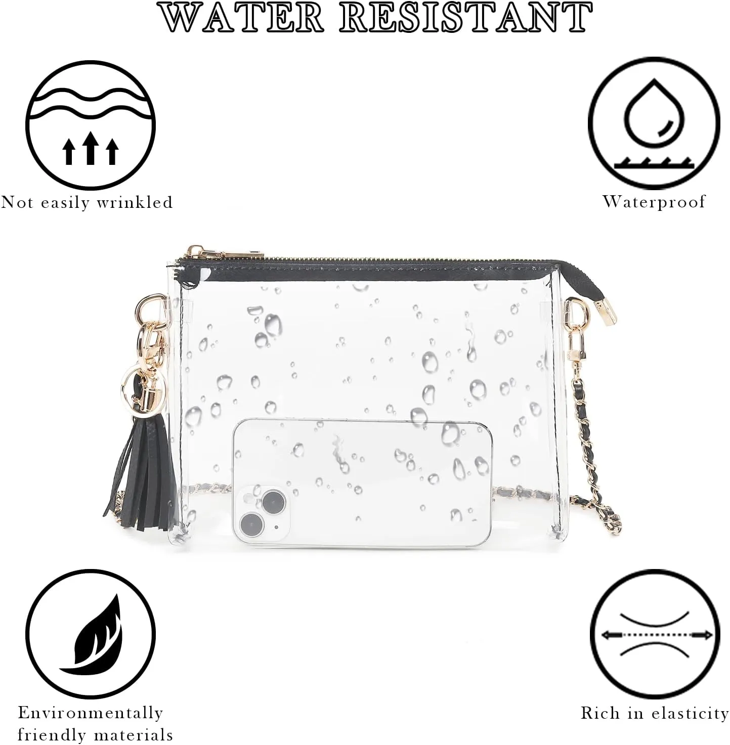 YGR Womens Clear Bag for Stadium Events Small Crossbody Purse for Concert, Party Sports Events Stadium Approved