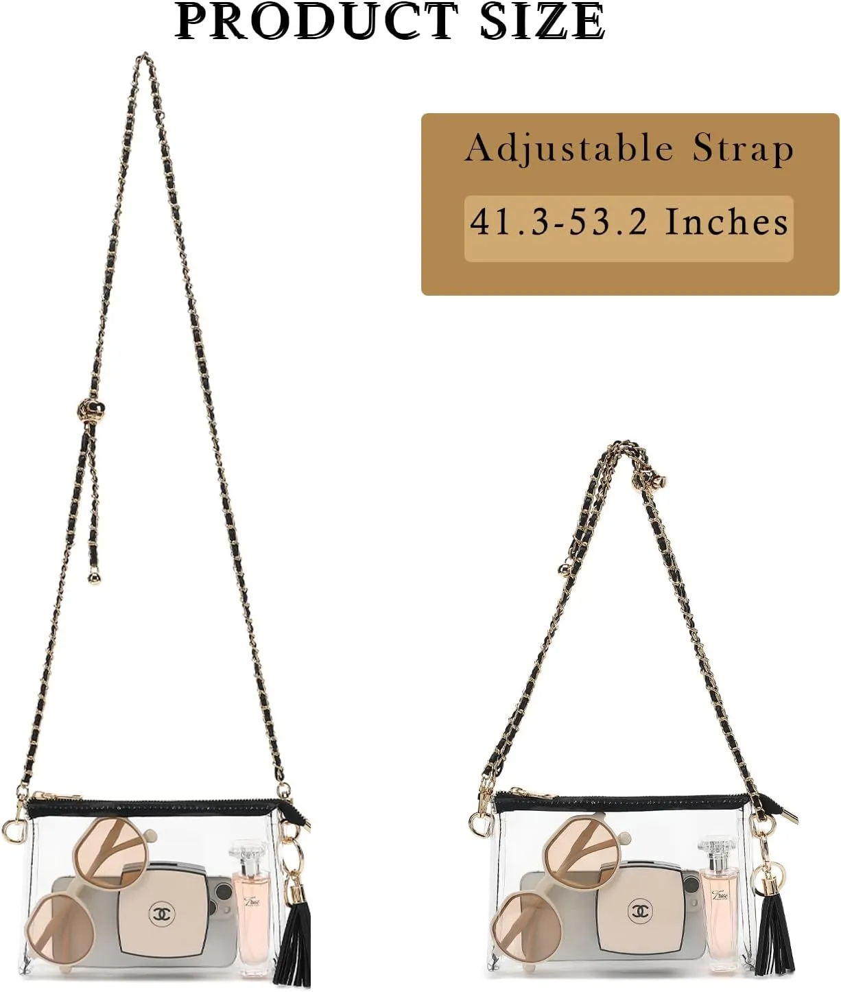 YGR Womens Clear Bag for Stadium Events Small Crossbody Purse for Concert, Party Sports Events Stadium Approved