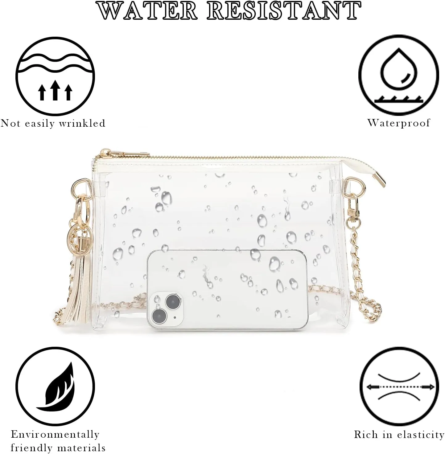 YGR Womens Clear Bag for Stadium Events Small Crossbody Purse for Concert, Party Sports Events Stadium Approved