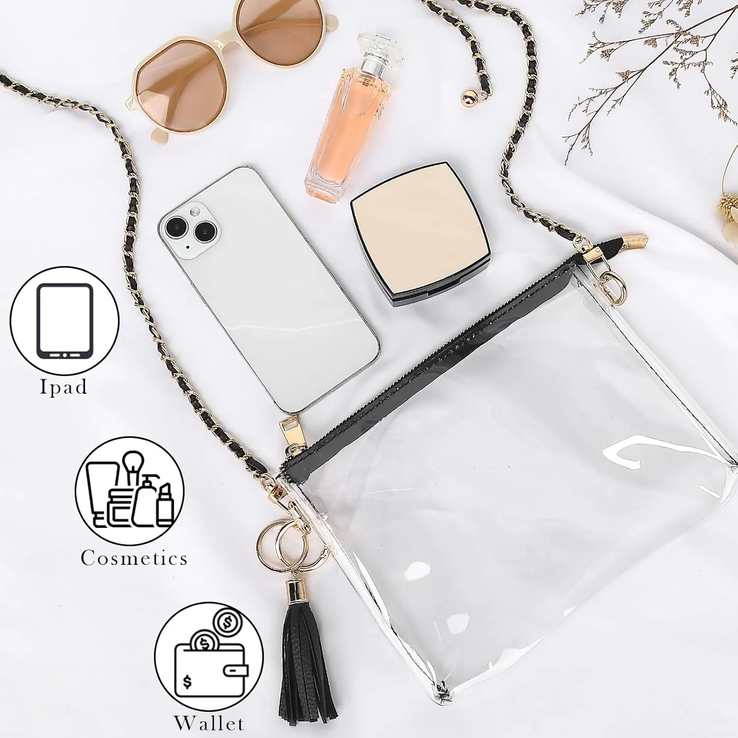YGR Womens Clear Bag for Stadium Events Small Crossbody Purse for Concert, Party Sports Events Stadium Approved