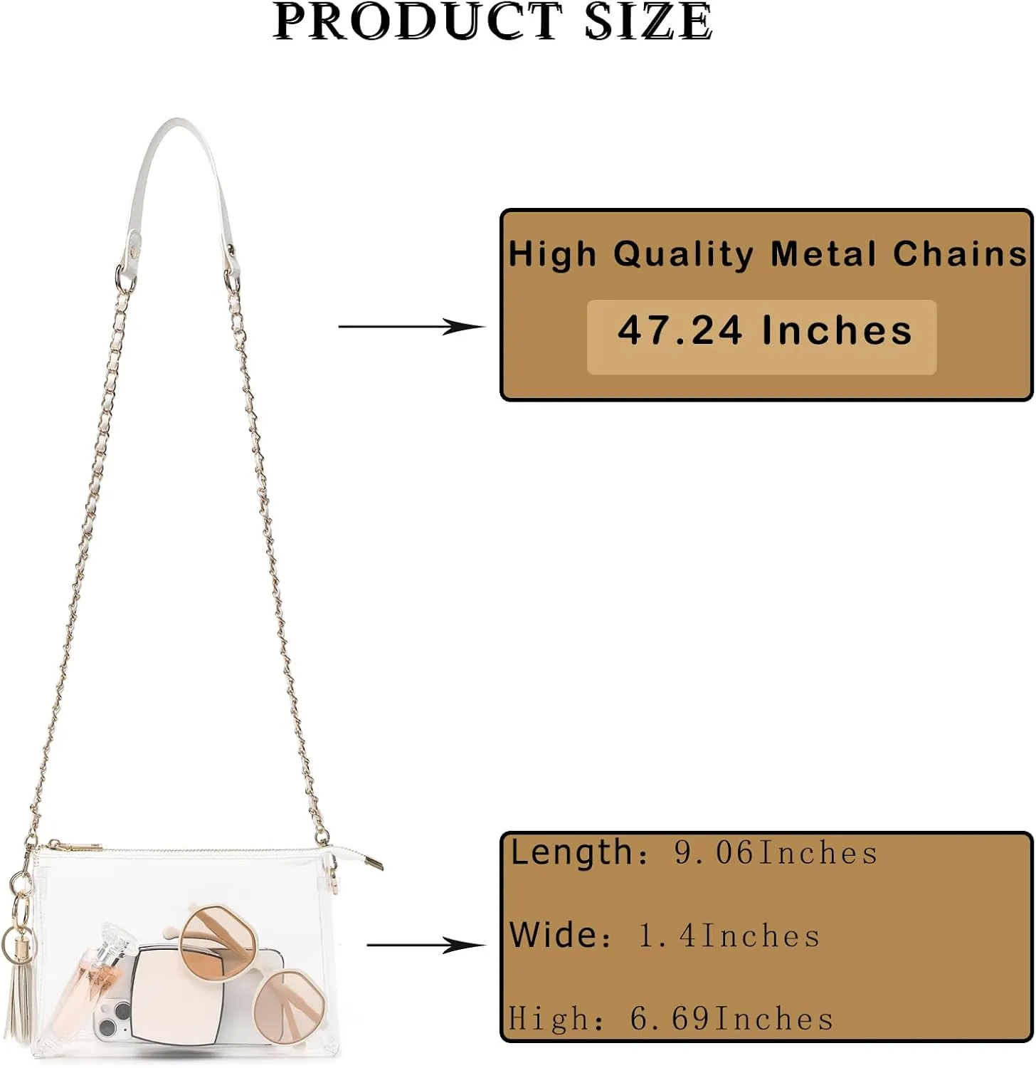 YGR Womens Clear Bag for Stadium Events Small Crossbody Purse for Concert, Party Sports Events Stadium Approved
