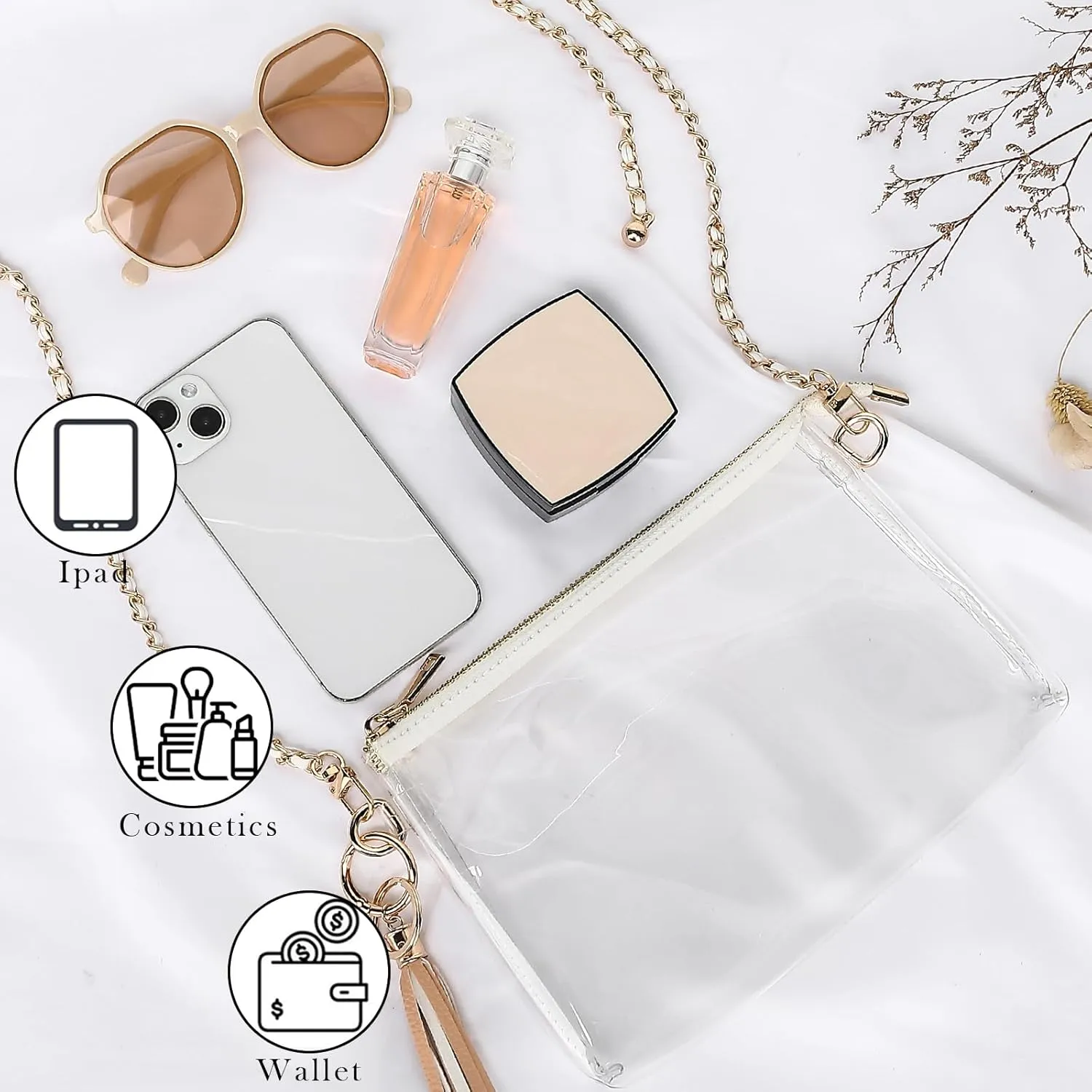 YGR Womens Clear Bag for Stadium Events Small Crossbody Purse for Concert, Party Sports Events Stadium Approved