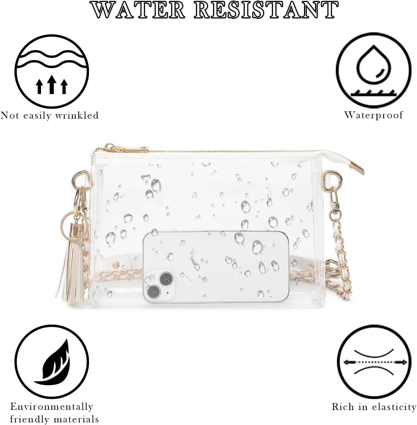 YGR Womens Clear Bag for Stadium Events Small Crossbody Purse for Concert, Party Sports Events Stadium Approved