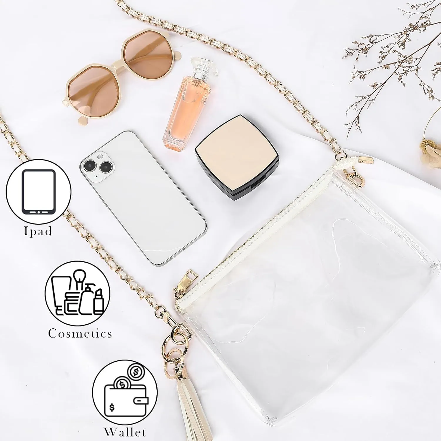 YGR Womens Clear Bag for Stadium Events Small Crossbody Purse for Concert, Party Sports Events Stadium Approved
