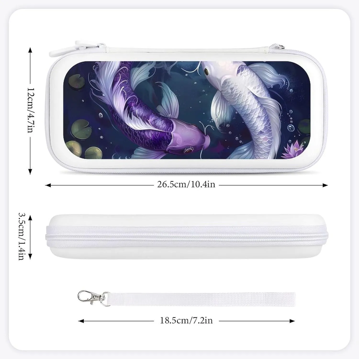 Yin And Yang Japanese Fish EVA Carrying Case Compatible for Switch Hard Shell Cute Protective Game Bag White-style