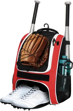 Youth Baseball Bag - Bat Backpack for Baseball, T-Ball & Softball Equipment & Gear, Bat & Glove Holder Gift