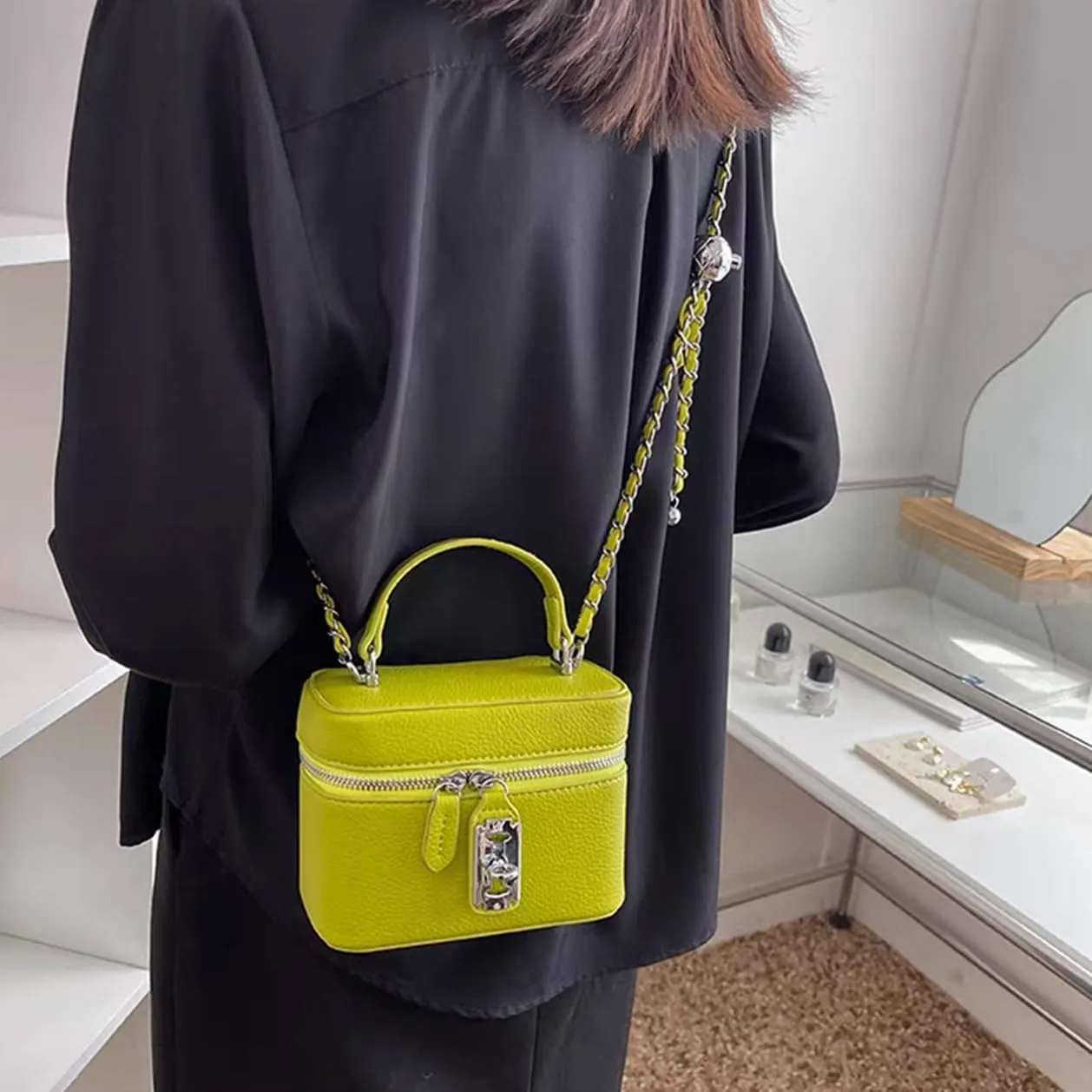YXBQueen Crossbody Bag for Women Small Top-Handle Pouch Purse Designer Shoulder Handbag Luxury Leather Crossbody Purses