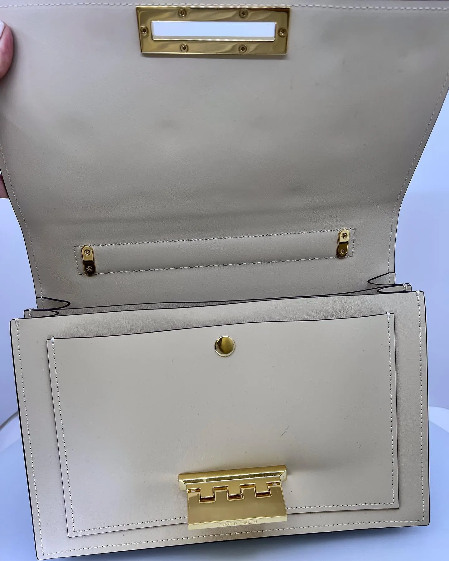 ZAC POSEN EARTHETTE PEARL FLORAL APPLIQUE BELLINI LEATHER CROSSBODY BAG