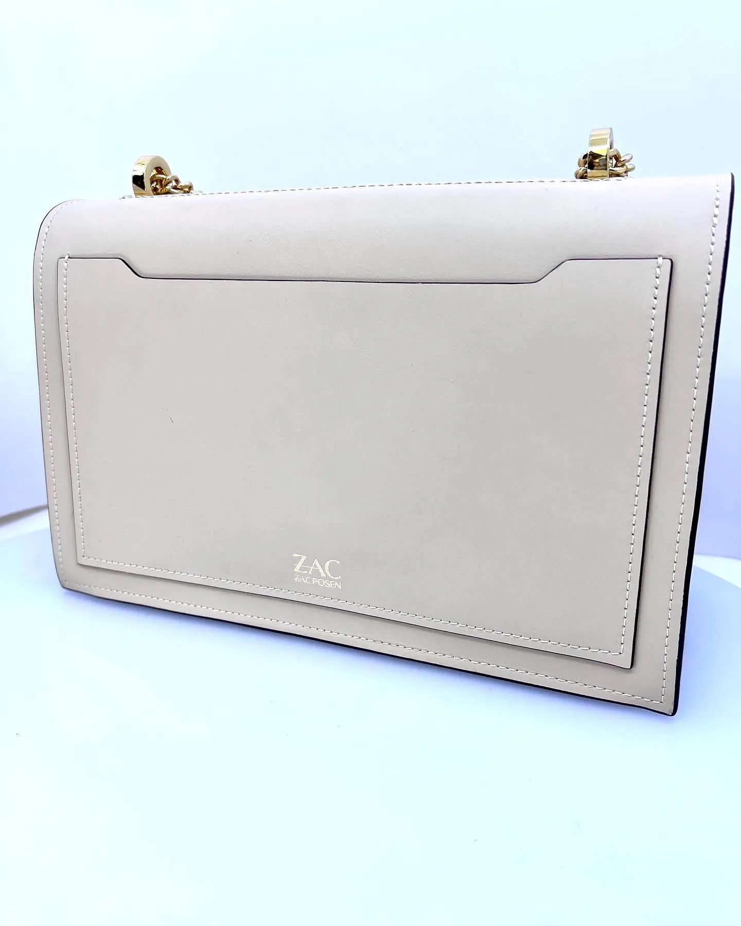 ZAC POSEN EARTHETTE PEARL FLORAL APPLIQUE BELLINI LEATHER CROSSBODY BAG