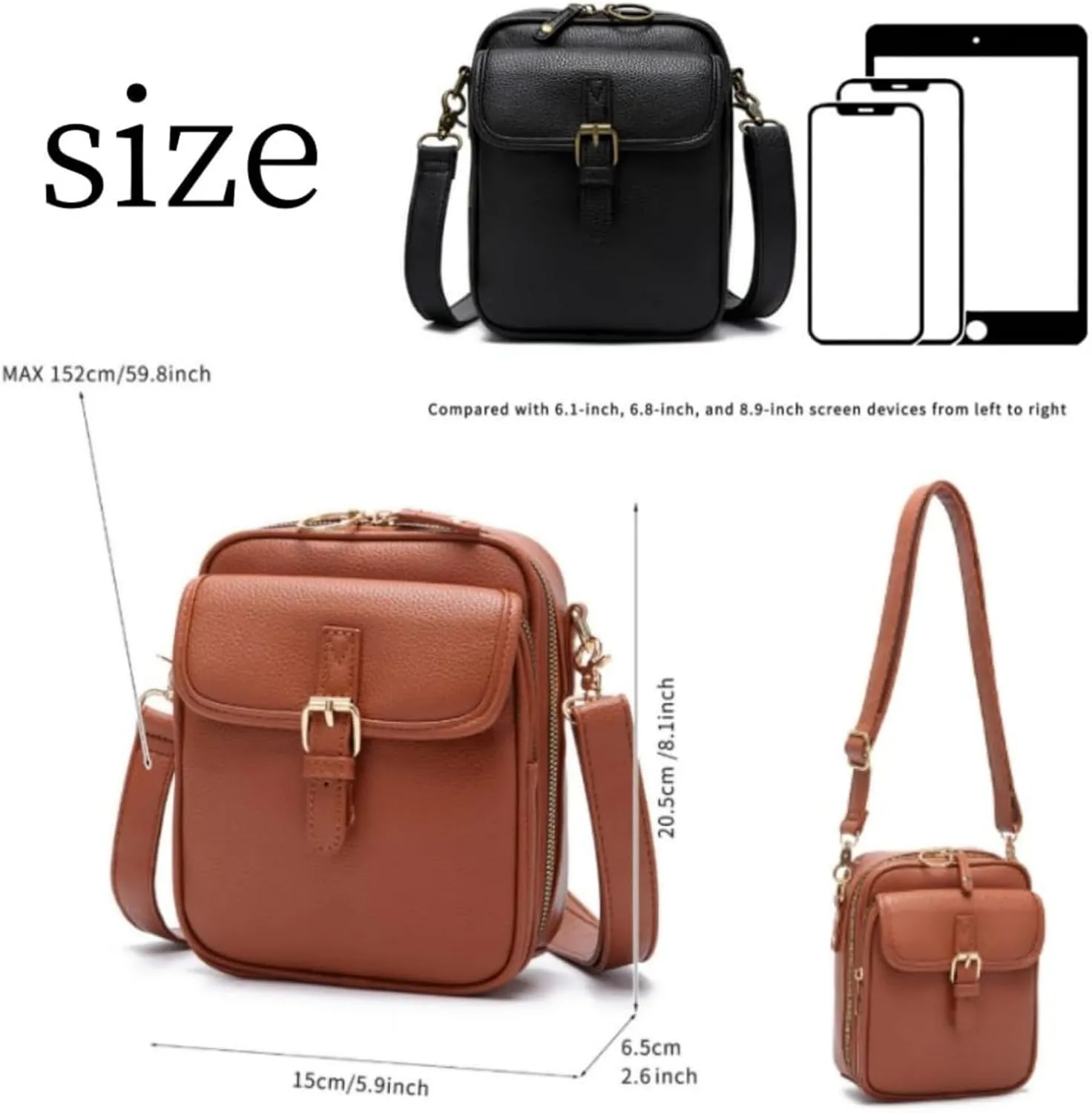 Zealburst Crossbody Leather Bag, Urvashi Crossbody Bag,Urvashi Vintage Double Layer Large Capacity Mini Cross Body Bags
