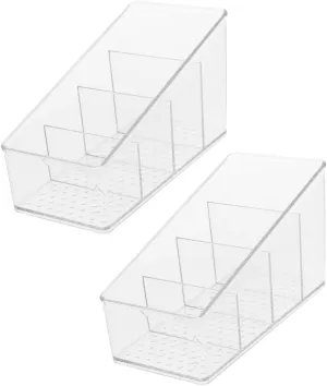 Zerodeko 2Pcs Tea Bag Organizer Box Compartment Storage Case for Sugar Packets Versatile Desktop Tea Storage Space Saving Easy to Clean Portable Design