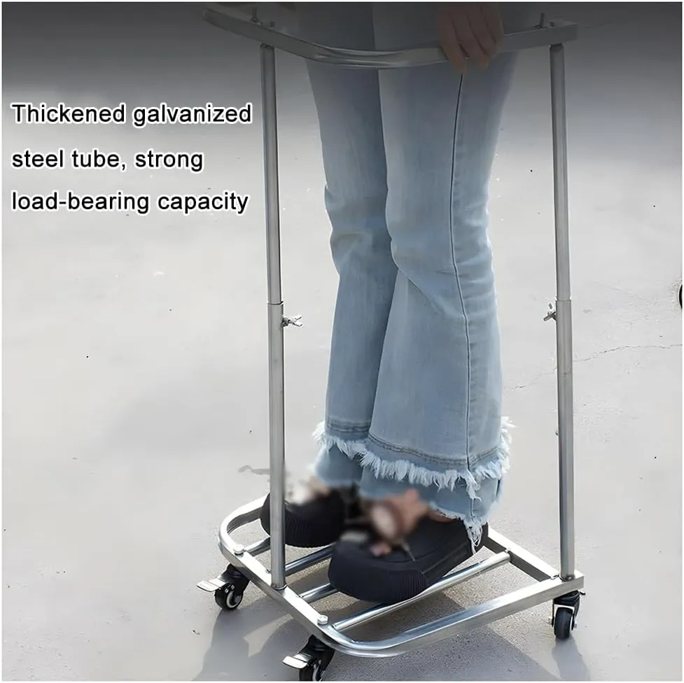 Zfmnoyev Granary Bag Holder Stand with Wheels, Height Adjustable Garbage Leaf Stand Rack, Movable Trash Bag Holderrk, for Camping, Yard Weeding, Garden Leaves, Farm and Pasture Cleaning