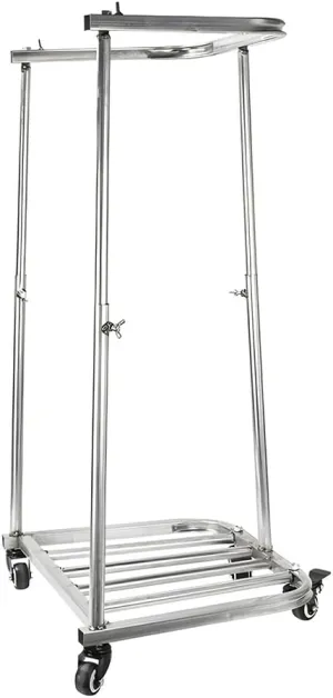 Zfmnoyev Granary Bag Holder Stand with Wheels, Height Adjustable Garbage Leaf Stand Rack, Movable Trash Bag Holderrk, for Camping, Yard Weeding, Garden Leaves, Farm and Pasture Cleaning
