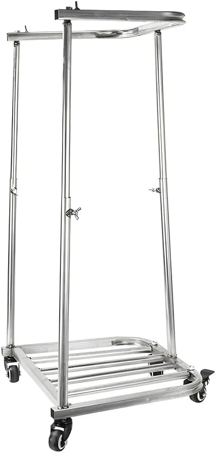 Zfmnoyev Granary Bag Holder Stand with Wheels, Height Adjustable Garbage Leaf Stand Rack, Movable Trash Bag Holderrk, for Camping, Yard Weeding, Garden Leaves, Farm and Pasture Cleaning