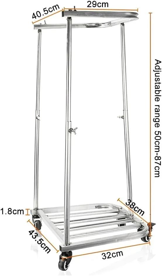 Zfmnoyev Granary Bag Holder Stand with Wheels, Height Adjustable Garbage Leaf Stand Rack, Movable Trash Bag Holderrk, for Camping, Yard Weeding, Garden Leaves, Farm and Pasture Cleaning