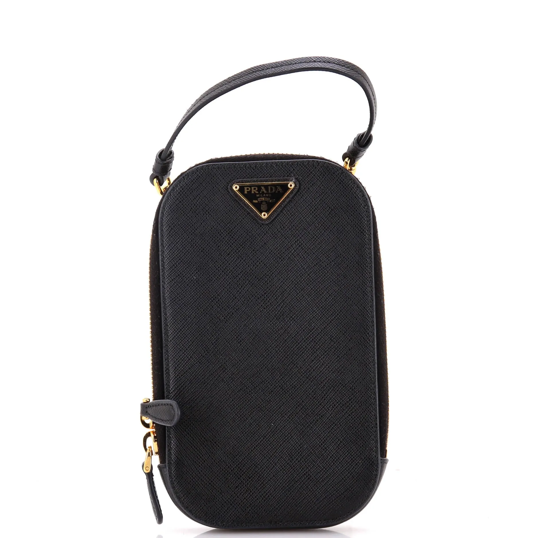 Zip Phone Holder Crossbody Bag Saffiano Leather