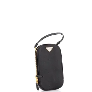 Zip Phone Holder Crossbody Bag Saffiano Leather