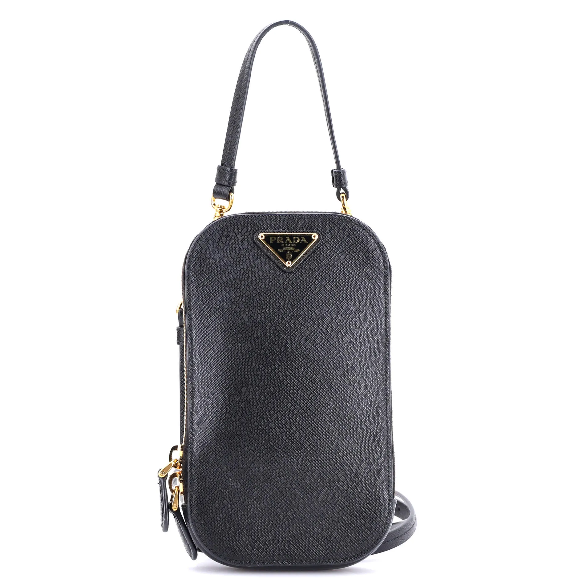 Zip Phone Holder Crossbody Bag Saffiano Leather