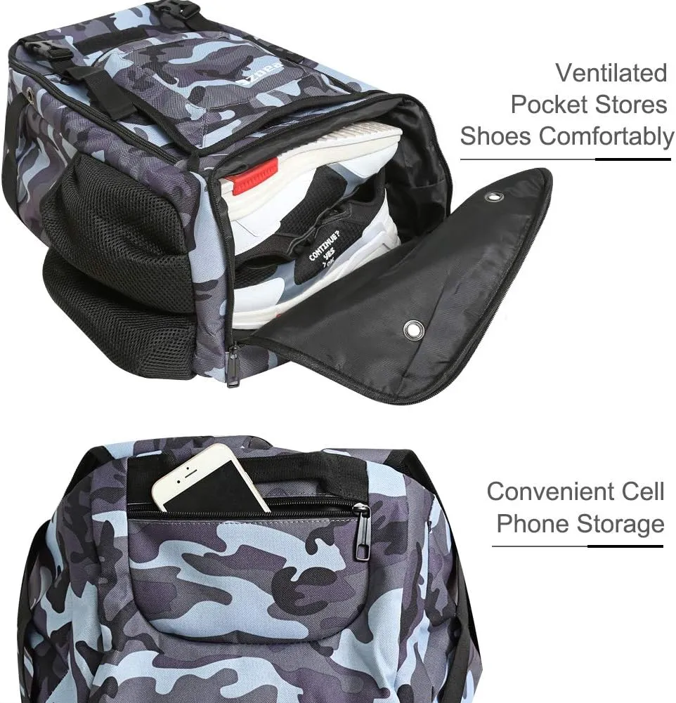 ZOEA Baseball Bat Bag Backpack, T-Ball & Softball Equipment & Gear for Youth and Adults, Large Capacity Holds 4 Bats, Helmet, Gloves, Cleats,Shoes Compartment & Helmet Holder