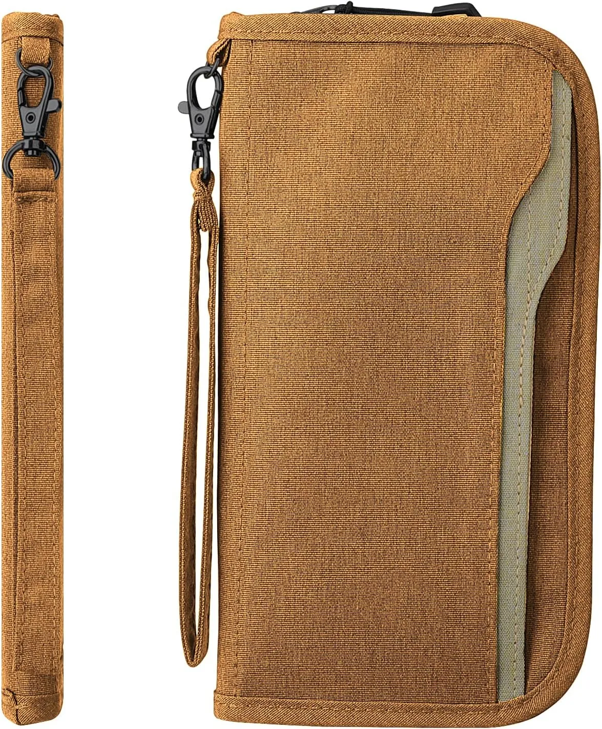 ZOPPEN Passport Holder Family RFID Passport Wallet, Passport Holder Women/Men, Travel Wallet Documents Organizer Zipper Case with Removable Wristlet Strap, Travel Essentials for Flying