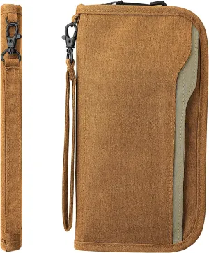 ZOPPEN Passport Holder Family RFID Passport Wallet, Passport Holder Women/Men, Travel Wallet Documents Organizer Zipper Case with Removable Wristlet Strap, Travel Essentials for Flying