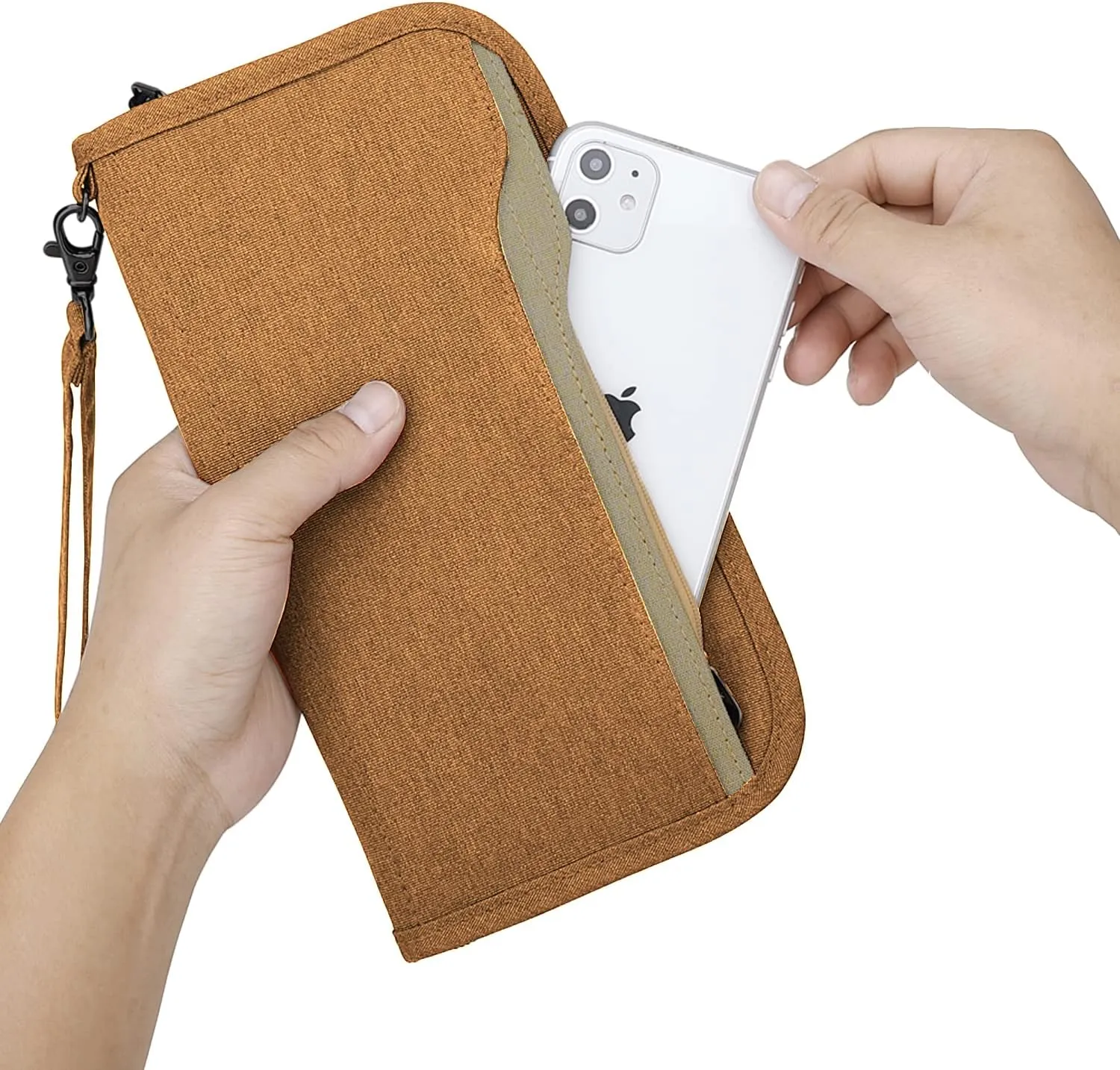 ZOPPEN Passport Holder Family RFID Passport Wallet, Passport Holder Women/Men, Travel Wallet Documents Organizer Zipper Case with Removable Wristlet Strap, Travel Essentials for Flying