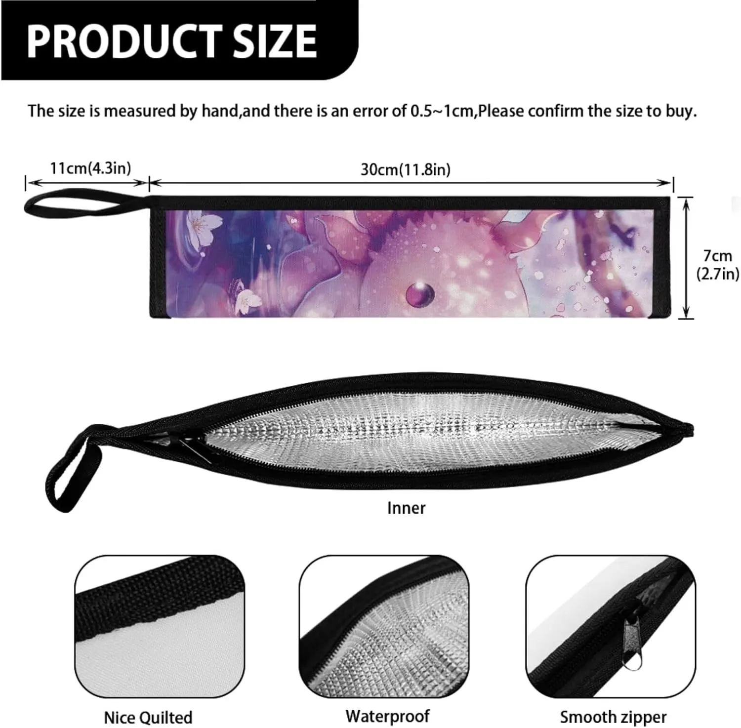 ZOUTAIRONG Cute Mini Lunch Tote for Kids Cherry Blossom Axolotl Lunch Bag Tableware Carrying Bag for Straw Spoon Fork Chopsticks Utensil Holder