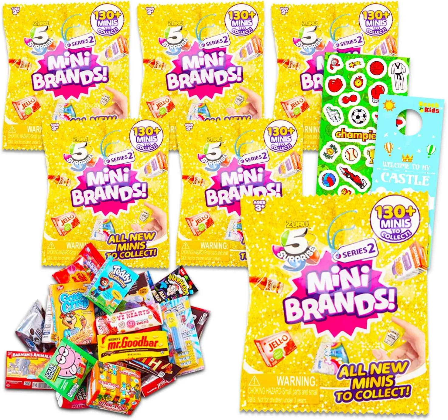 Zuru Mini Brands Mystery Case Party Favors - Bundle 6 Pk Mini Surprise Toys Mystery Set, Stickers, More | Zuru Blind Bags Party Favors