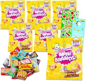 Zuru Mini Brands Mystery Case Party Favors - Bundle 6 Pk Mini Surprise Toys Mystery Set, Stickers, More | Zuru Blind Bags Party Favors